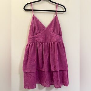 NWT Wild Fable Tiered Babydoll‎ Mini Dress in Berry Magenta - XL